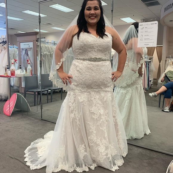 2021 David’s Bridal Plus Size Mermaid Wedding Dress STYLE# AI13030441 - Picture 2 of 8